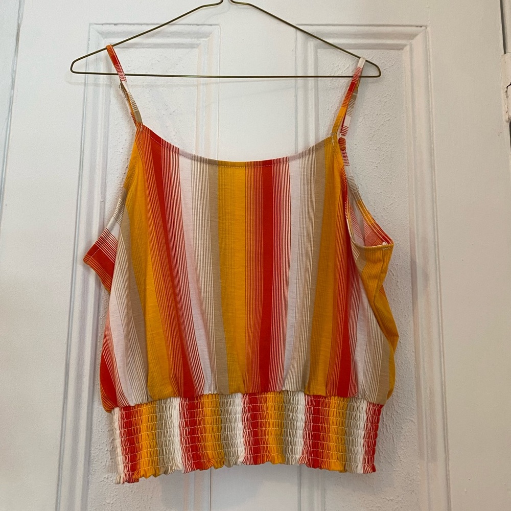 Orange crop top with stripe pattern